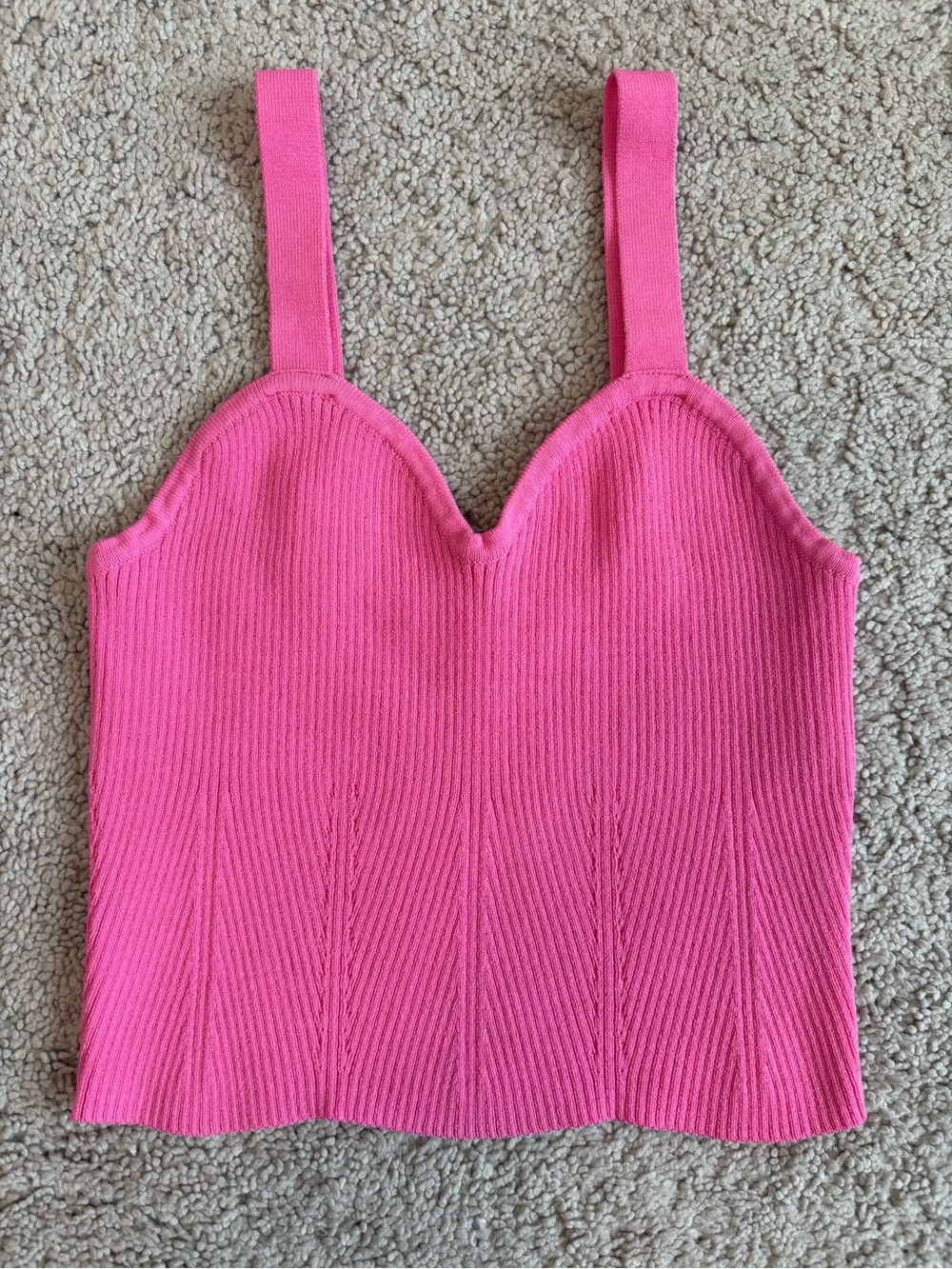 Altar'd State Hot Pink Knit Ribbed Sweetheart Bralette Tank, Women’s Small